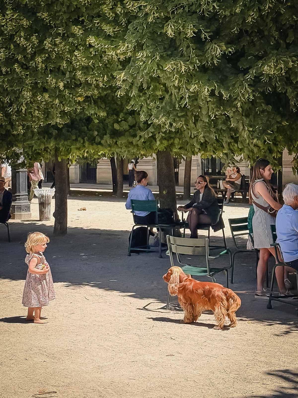 Парижане в саду Palais Royal в Париже